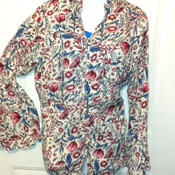 NWT☆STYLE & CO☆Plus Size Long Bell Sleeve Button Down Blouse☆0X - Picture 13 of 16
